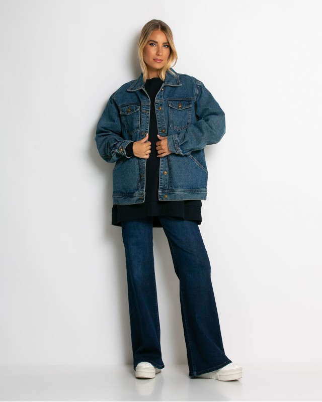 Jean jacket vintage style μπλε