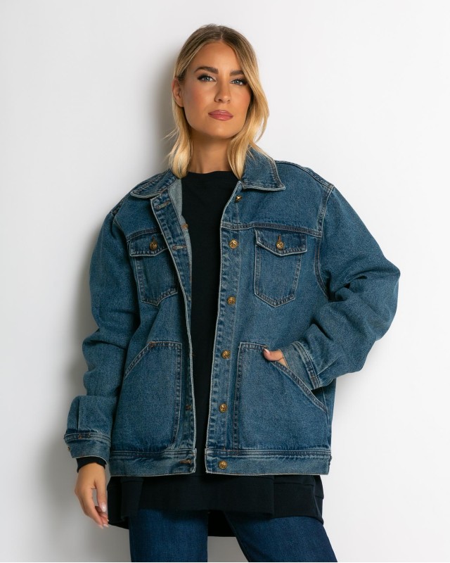Jean jacket vintage style μπλε