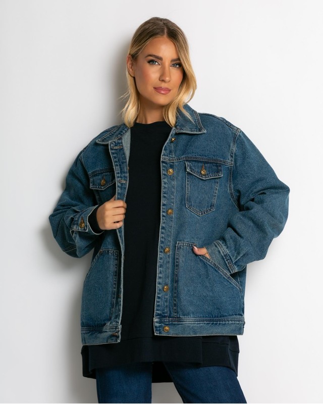 Jean jacket vintage style μπλε