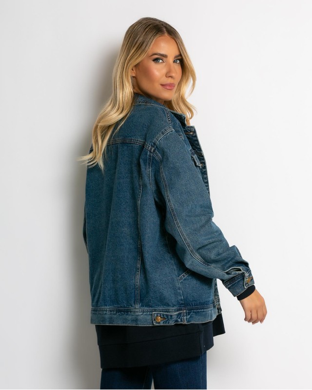 Jean jacket vintage style μπλε