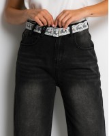 Jean με δαντέλα στη ζώνη μαύρο