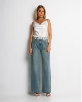 Jean με δαντέλα στη ζώνη denim