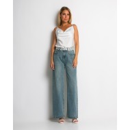 Jean με δαντέλα στη ζώνη denim
