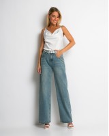 Jean με δαντέλα στη ζώνη denim