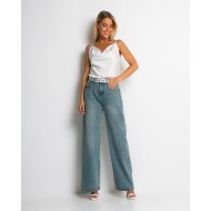 Jean με δαντέλα στη ζώνη denim