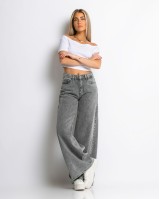Παντελόνι jean wide leg Γκρι Παντελόνι jean wide leg Γκρι