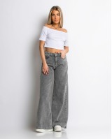 Παντελόνι jean wide leg Γκρι Παντελόνι jean wide leg Γκρι