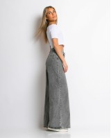 Παντελόνι jean wide leg Γκρι Παντελόνι jean wide leg Γκρι