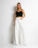 Παντελόνι jean wide leg λευκό Παντελόνι jean wide leg λευκό