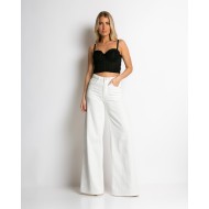 Παντελόνι jean wide leg λευκό