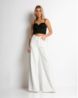 Παντελόνι jean wide leg λευκό Παντελόνι jean wide leg λευκό