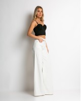 Παντελόνι jean wide leg λευκό Παντελόνι jean wide leg λευκό