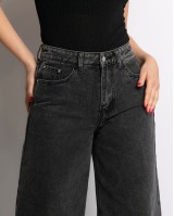 Παντελόνι jean wide leg ανθρακί Παντελόνι jean wide leg ανθρακί