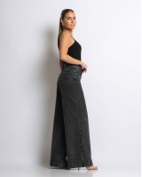Παντελόνι jean wide leg ανθρακί Παντελόνι jean wide leg ανθρακί