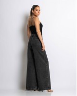 Παντελόνι jean wide leg ανθρακί Παντελόνι jean wide leg ανθρακί