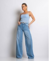 Παντελόνι jean wide leg ξεβαμμένο Denim Παντελόνι jean wide leg ξεβαμμένο Denim