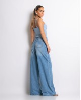 Παντελόνι jean wide leg ξεβαμμένο Denim Παντελόνι jean wide leg ξεβαμμένο Denim