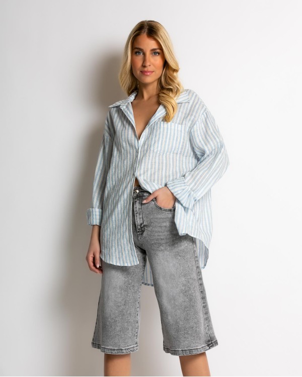 Jean βερμούδα push up γκρι 