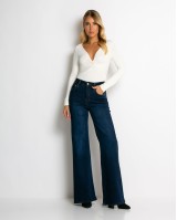 Jean καμπάνα wide leg push up μπλε