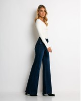 Jean καμπάνα wide leg push up μπλε