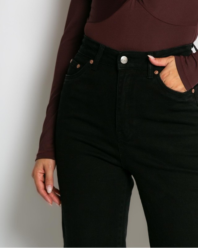 Jean καμπάνα wide leg push up μαύρο