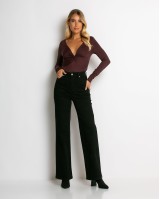 Jean καμπάνα wide leg push up μαύρο