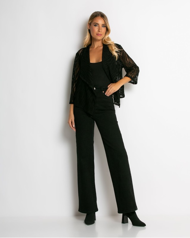 Jean καμπάνα wide leg push up μαύρο