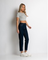 Jean straight leg ψηλόμεσο μπλε σκούρο Jean straight leg ψηλόμεσο μπλε σκούρο