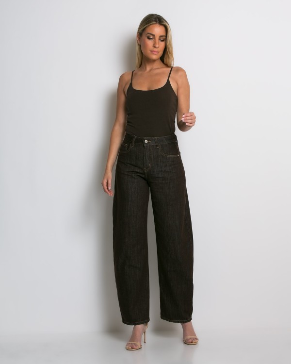 Wide-Leg jean με tobacco ραφές