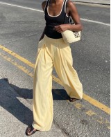 Παντελόνα wide leg με πιέτες lemon
