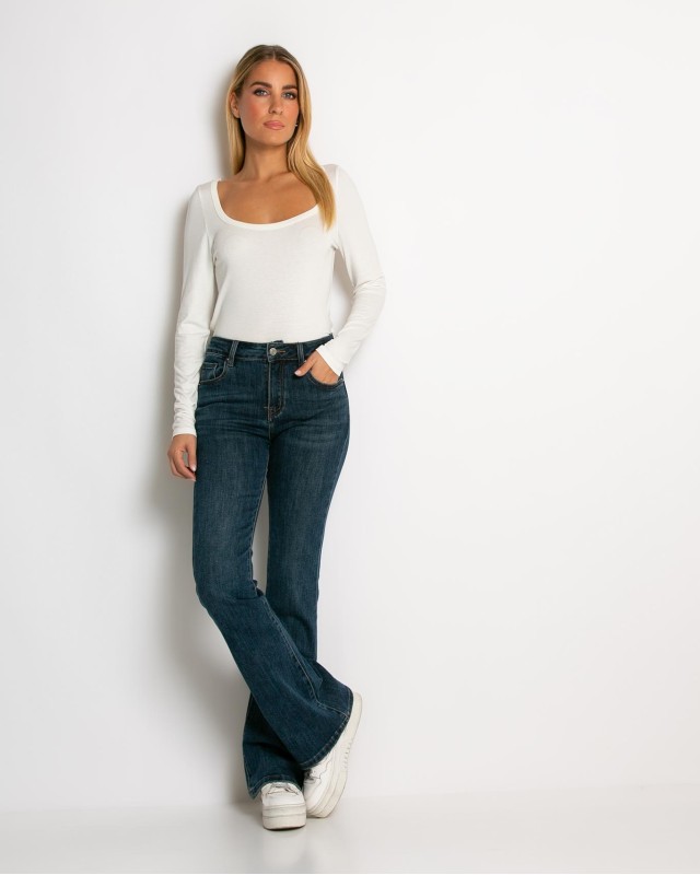 Jean ψηλόμεσο καμπάνα denim