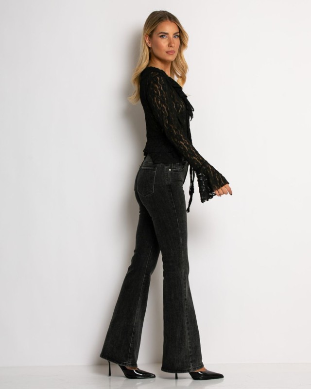 Jean ψηλόμεσο καμπάνα ανθρακί