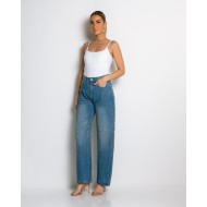Jean baggy με στρας denim
