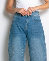 Jean baggy με στρας denim