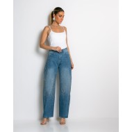 Jean baggy με στρας denim