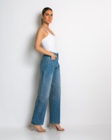 Jean baggy με στρας denim