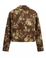 Jean  jacket με print λουλούδια καφέ