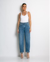 Jean loose fit ψηλόμεσο denim