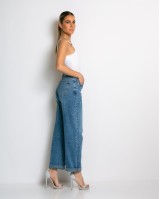 Jean loose fit ψηλόμεσο denim