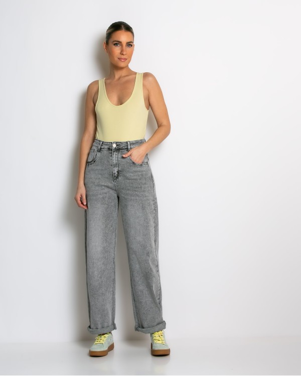 Jean loose fit ψηλόμεσο denim