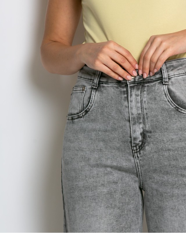 Jean loose fit ψηλόμεσο γκρι