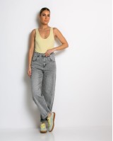Jean loose fit ψηλόμεσο γκρι