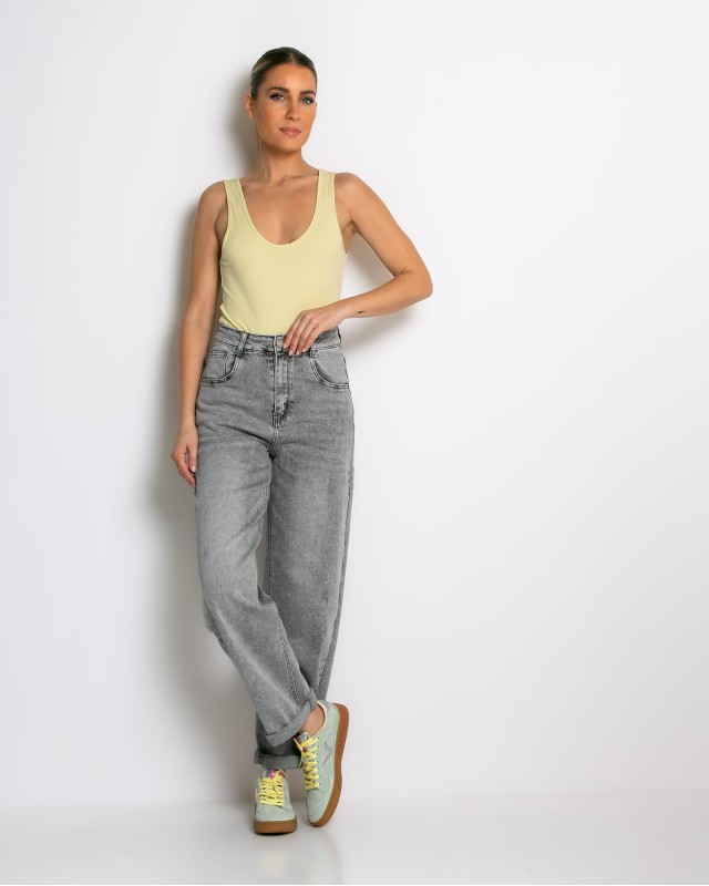 Jean loose fit ψηλόμεσο γκρι