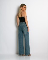 Jean ψηλόμεσο με κούμπωμα στο πλάι dirty denim