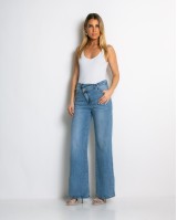Jean ψηλόμεσο με κούμπωμα στο πλάι denim