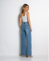 Jean ψηλόμεσο με κούμπωμα στο πλάι denim