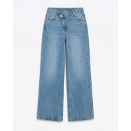 Jean ψηλόμεσο με κούμπωμα στο πλάι denim
