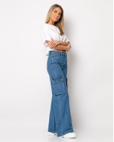 Παντελόνι cargo με τσέπες denim