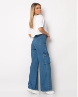 Παντελόνι cargo με τσέπες denim