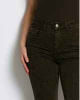 Jean καμπάνα με leopard print καφέ